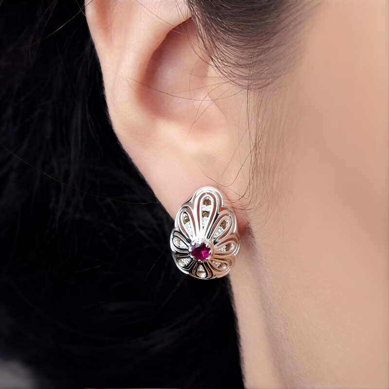 Pendientes en plata con Rodolita (Annette classic)