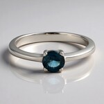 Anello in argento con Cianite Blu Foglia di Tè