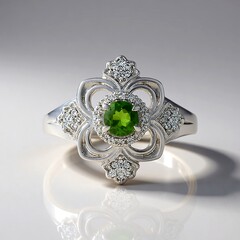 Anello in argento con Diopside Russo