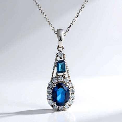Collana in oro con Zaffiro Ceylon Blu