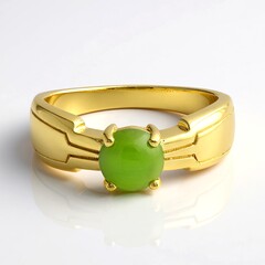Anello da uomo placcato in oro con Crisoprasio Imperiale
