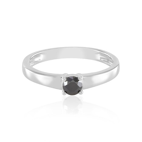 Schwarzer Brillant-Silberring