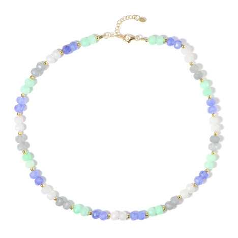 Zilveren halsketting met kwartskristallen (Riya)