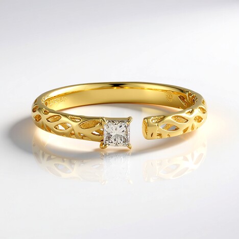 Anello in argento con Diamante Champagne I2 (Ornaments by de Melo)