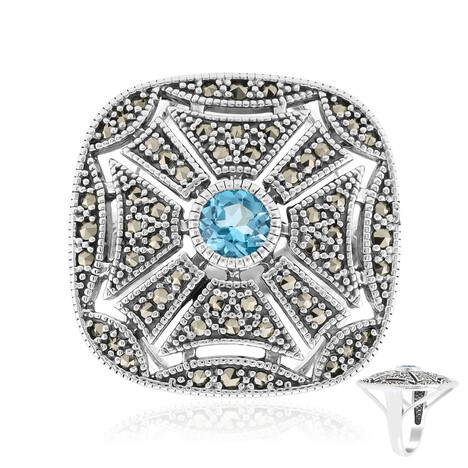 Anillo en plata con Topacio azul suizo (Annette classic)