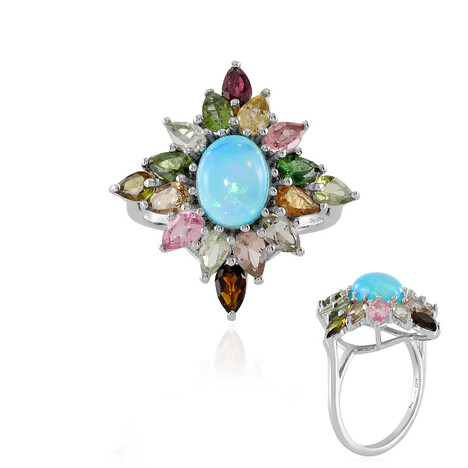 Äthiopischer Blauer Opal-Silberring