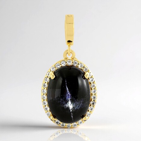 Pendentif en argent et Diopside étoilé d'Inde