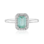 Anillo en plata con Esmeralda color Paraiba