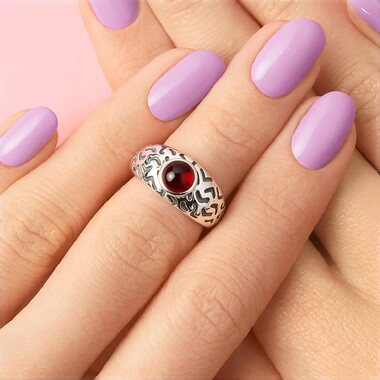 Anillo en plata con Granate de Mozambique (Remy Rotenier)