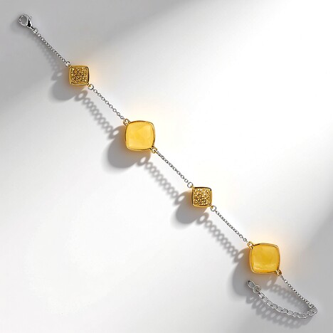 Bracciale in argento con Ambra Milky Baltica (dagen)