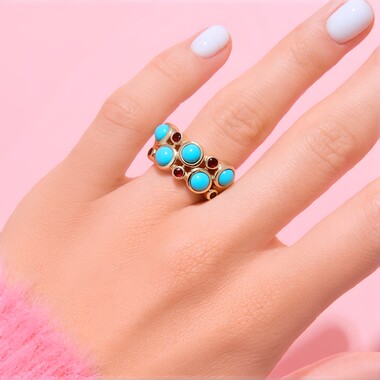 Anello in argento con Turchese Sleeping Beauty (KM by Juwelo)