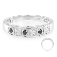 Anello da uomo in argento con Zaffiro Bianco e Spinello Nero
