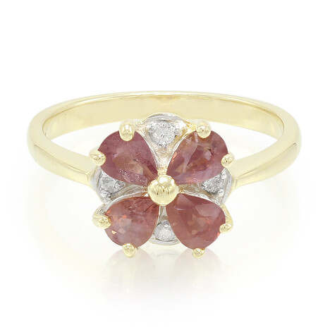 Gouden ring met Onverhitte Padparadscha Saffieren