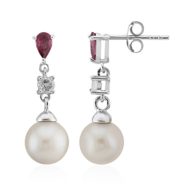 Pendientes en plata con Perla blanca Freshwater