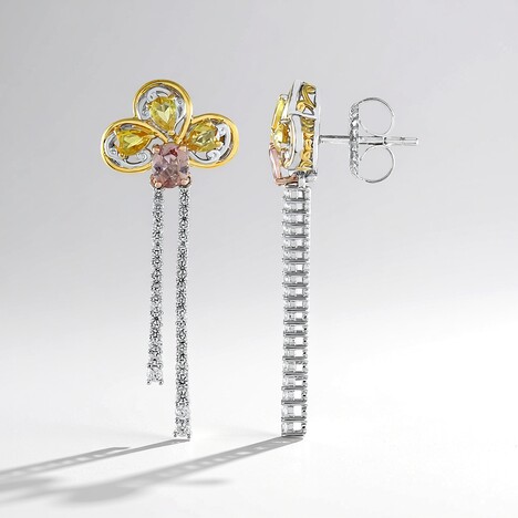 Boucles d'oreilles en argent et Saphir parme (Gems en Vogue)