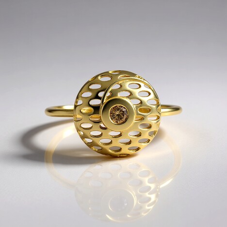 Anello in oro con Diamante Champagne I2 (Ornaments by de Melo)