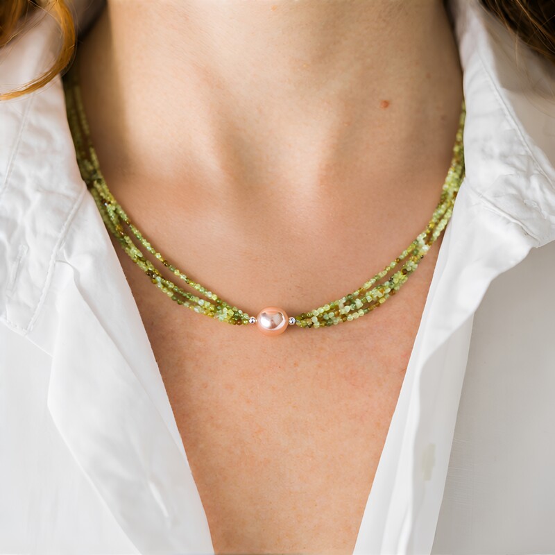 Collier en argent et Perle de culture d'eau douce rose