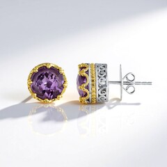 Orecchini in argento con Ametista Rose de France (Dallas Prince Designs)