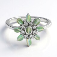 Zilveren ring met kattenoog-alexandrietstenen