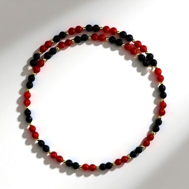 Collana rigida in acciaio con Onice Nero (Riya)