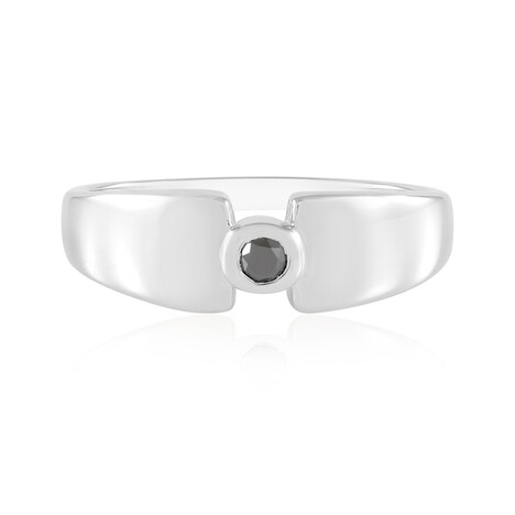 Zilveren ring met een zwarte diamant