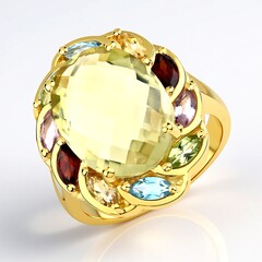 Anello in argento con Quarzo Limone