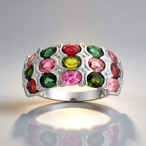 Anello in argento con Tormalina Rosa Brasiliana (Pallanova)