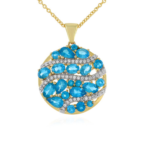 Neonblauer Apatit-Silberhalskette