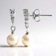 Boucles d'oreilles en argent et Perle blanche de culture d'eau douce