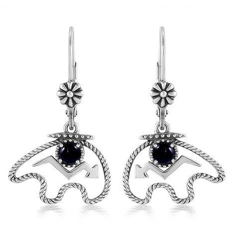 Zilveren oorbellen met zwarte agaten (Desert Chic)