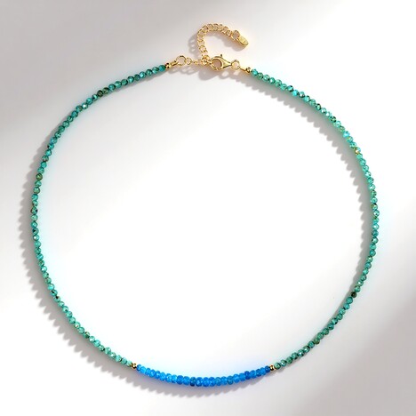 Collier en argent et Apatite bleu néon