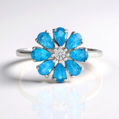 Anello in argento con Apatite Blu Neon