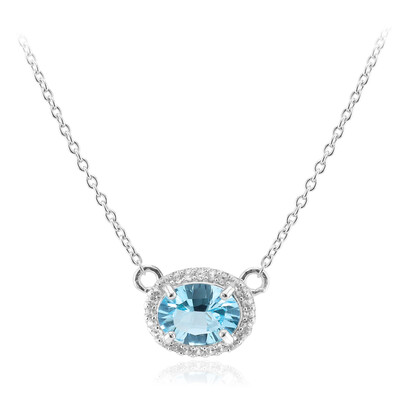 Collier en argent et Topaze bleu ciel