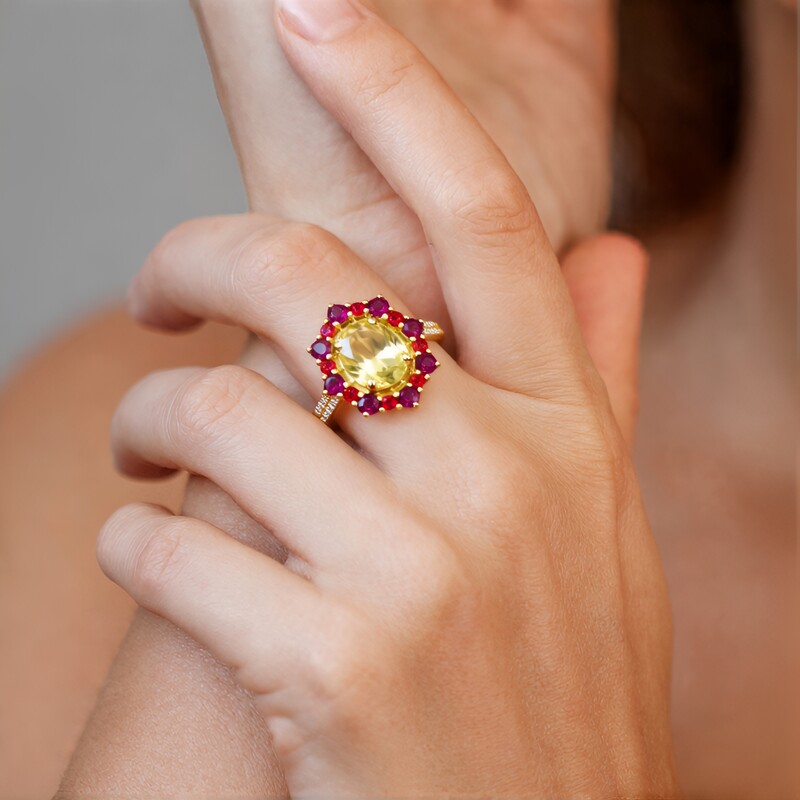 Gouden ring met een onverhitte gele tanzaniet (Adela Gold)