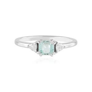 Bague en argent et Émeraude de couleur Paraiba