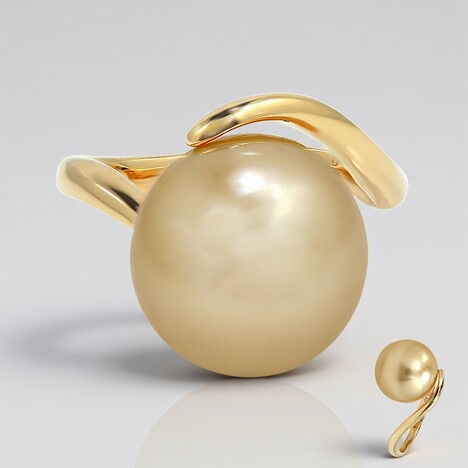 Anello in oro con Perla Dorata dei Mari del Sud (TPC)
