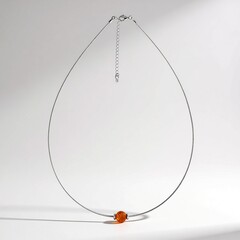 Collana in argento con Ambra Baltica Cognac (MONOSONO COLLECTION)