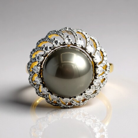 Anello in oro con Perla Tahitiana (TPC)