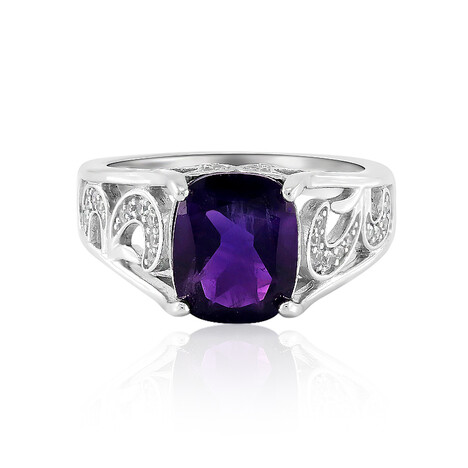 Zilveren ring met een Zambia-amethist