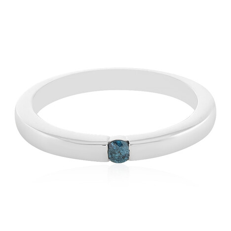 Anello in argento con Diamante Blu I3