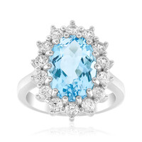 Bague en argent et Topaze bleu ciel