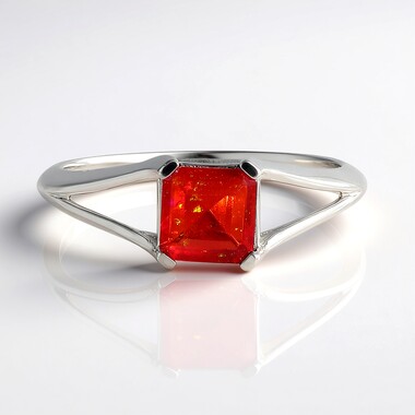 Äthiopischer Roter Opal-Silberring