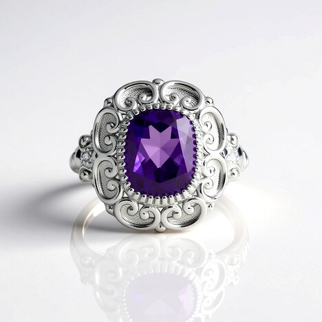 Bague en argent et Améthyste de Zambie