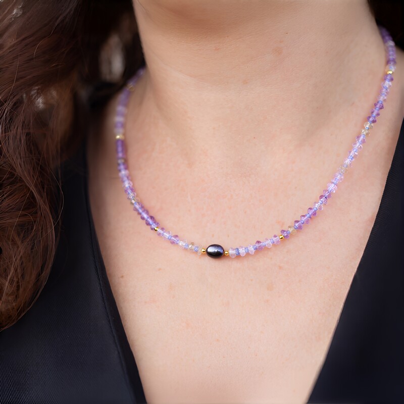 Collana in argento con Perla Nera di Acqua Dolce