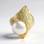 Bague en argent et Perle blanche de culture d'eau douce (TPC)