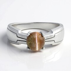 Anello da uomo placcato in platino con Scapolite Occhio di Gatto