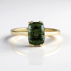 Bague en or et Péridot à inclusions de ludwigite