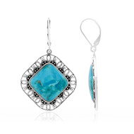Boucles d'oreilles en argent et Turquoise bleue de Mohavie (Jones Lee)
