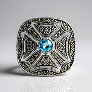 Bague en argent et Topaze bleu Suisse (Annette classic)