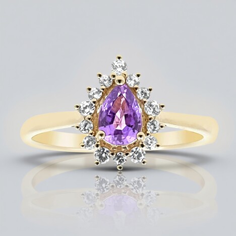 Anello in oro con Zaffiro Ceylon Porpora